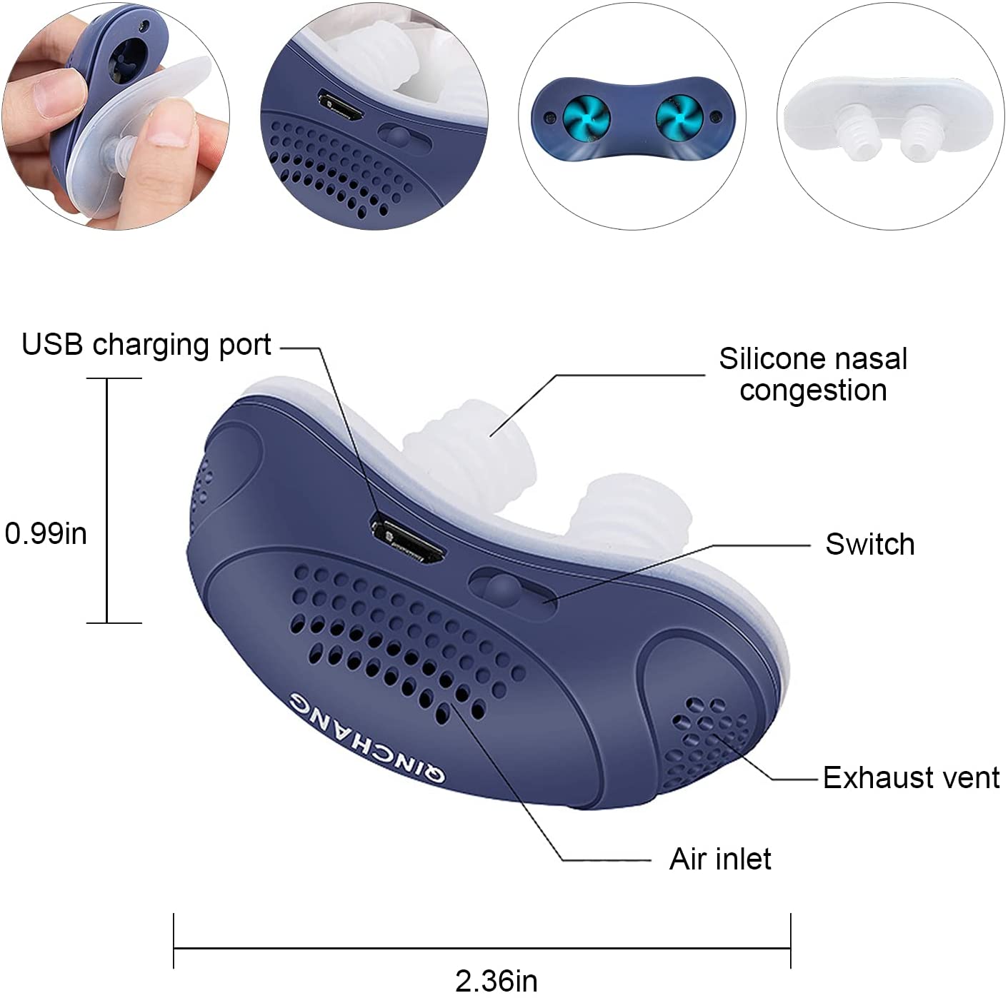 Micro-CPAP Anti Snoring Electronic Device