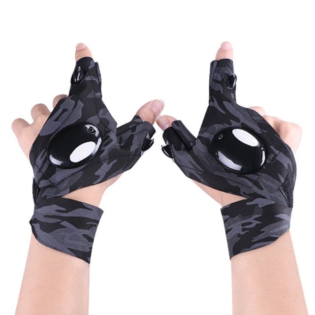 Weatherproof LED Flashlight Finger Gloves