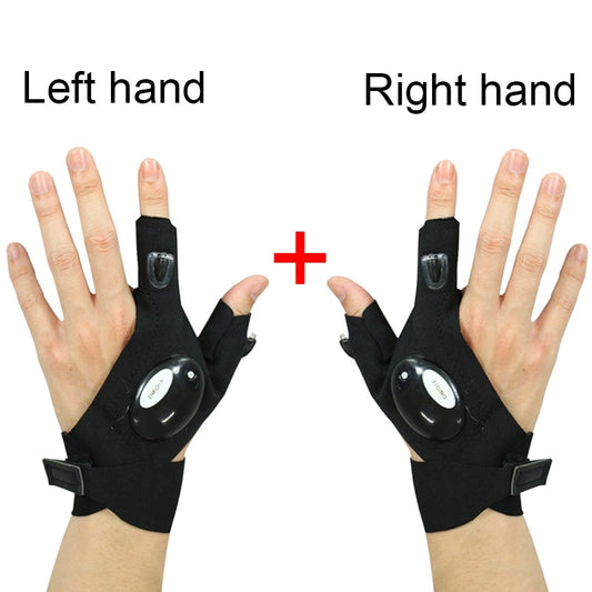 Weatherproof LED Flashlight Finger Gloves